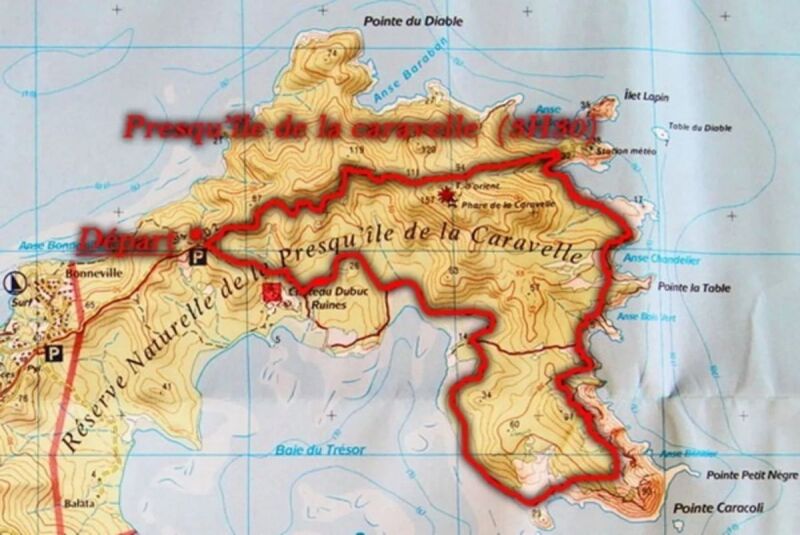 Carte presqu'île de la Caravelle